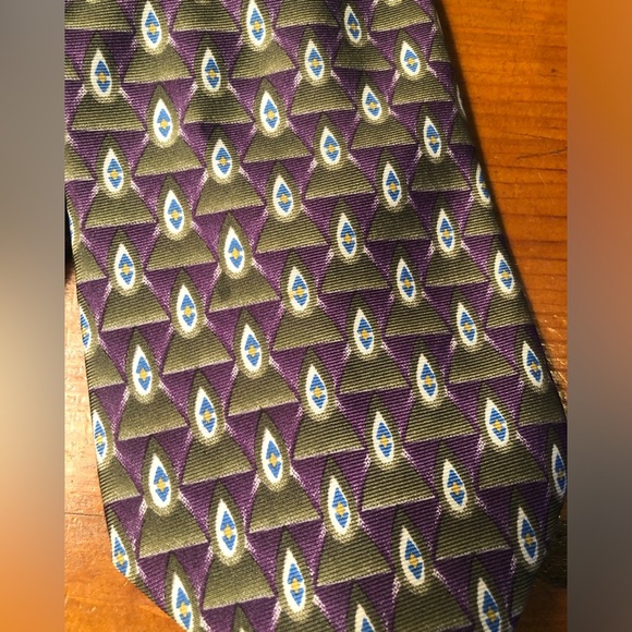 Christian Dior Monsieur Purple and Green Patterned All Silk Tie - Picture 2 of 7
